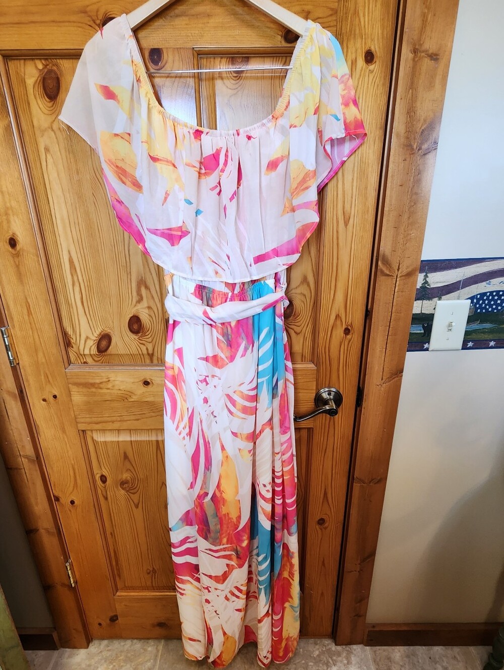 Perfectly Priscilla Feeling Beachy Tropical Print Maxi, Size Xl